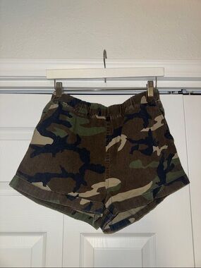 Forever 21 Camouflage High Waist Elastic Shorts - Green, Brown, Black, Tan